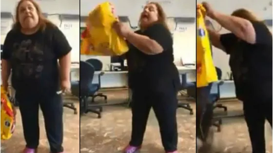 Se cansó de los cortes de luz y fue a tirar excremento a la empresa (VIDEO)