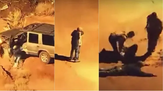 Bonnie y Clyde: Pareja se besa apasionadamente antes de ser arrestados (VIDEO)