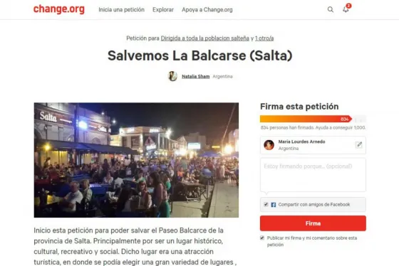 A través de la web solicitan "salvar la Balcarce"