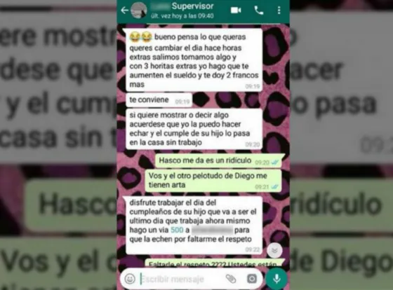 Escrachó a su jefe que la acosaba por whastapp, y la echaron