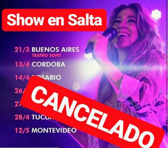 Jimena Barón suspendió los shows del norte del país