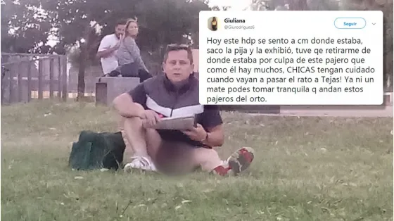 Se sentó a tomar mate en una plaza y un hombre le mostró los genitales