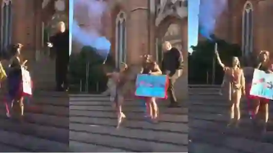 Un cura le pegó una patada a una chica (VIDEO)