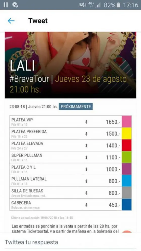 Para ver a Lali Esposito cobran “sector sillas de ruedas”