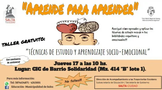 Brindarán un taller de aprendizaje en barrio Solidaridad