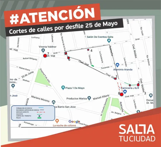 Se realizarán cortes de tránsito por los actos del 25 de Mayo
