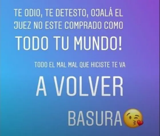 “Te odio, te detesto, ojalá el juez no esté comprado como todo tu mundo"