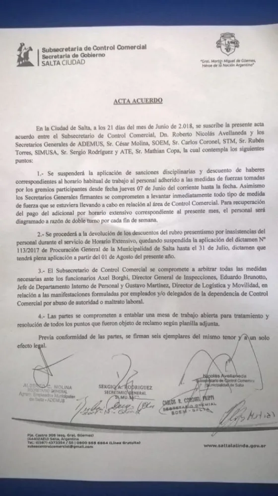 "El paro del día martes no se hará debido al acuerdo"