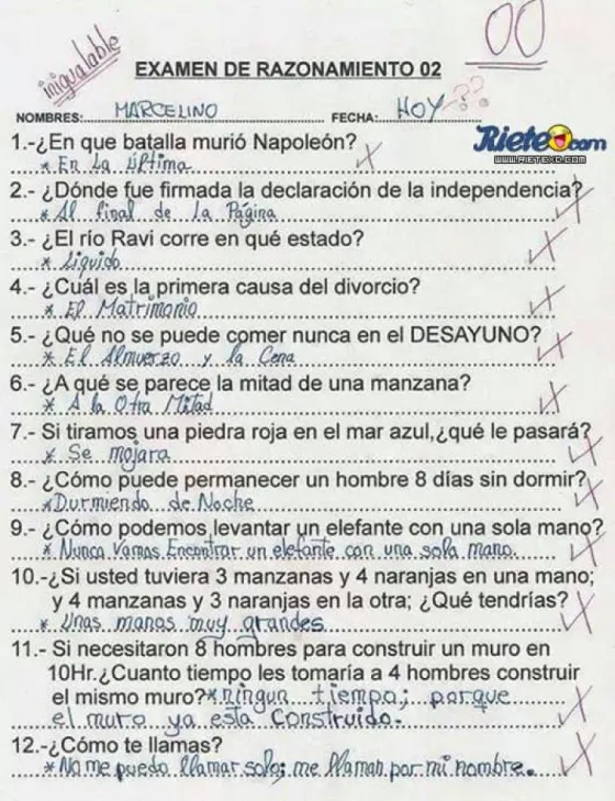 IMPERDIBLE: Mirá las respuestas más insólitas en exámenes reales