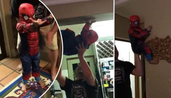 El "papá del año" que convierte a su hijo en Spiderman