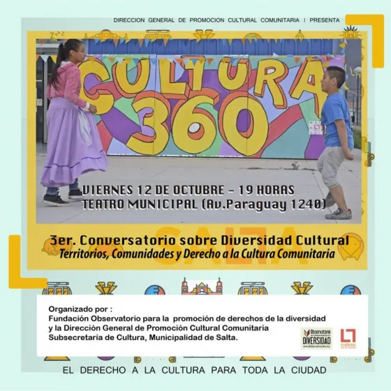 Mañana se realizará el 3º Conversatorio sobre Diversidad Cultural