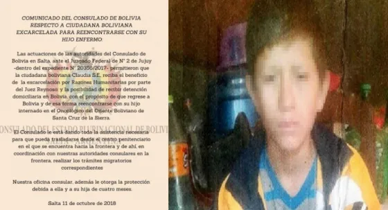 La mujer que pasó droga por su hijo con cáncer, recibió la excarcelación