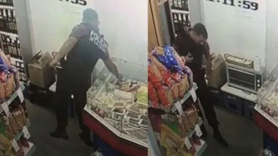 Increíble: Escrachan a un policía robando jamón de un súper