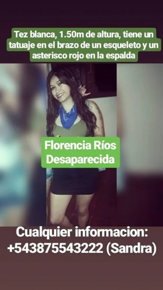 Familiares buscan a Florencia Ríos