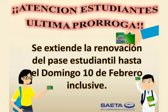 Hasta el 10 de febrero podés renovar el pase estudiantil