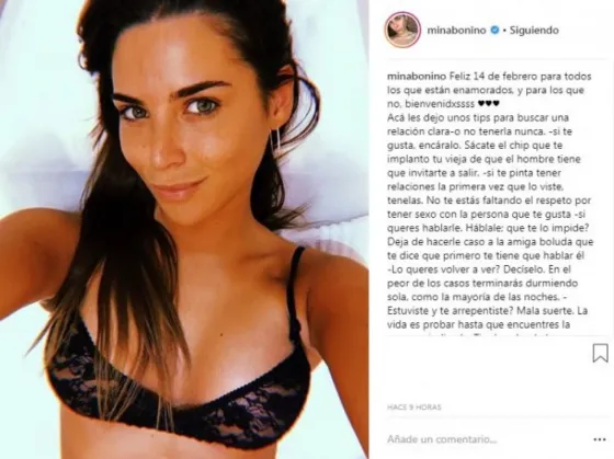 Mina Bonino compartió tips para las mujeres y hombres solteros en San Valentín