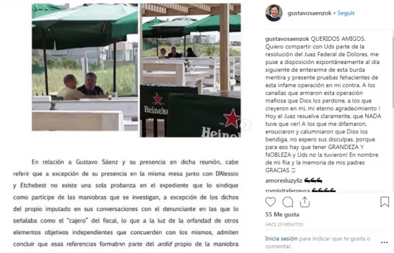 Gustavo Sáenz: “Hoy el juez resuelve que nada tuve que ver”