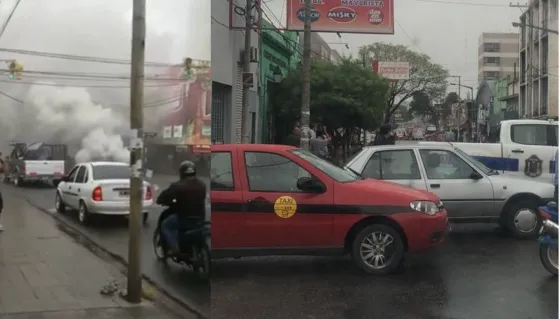 Se incendió un colectivo de Saeta en San Juan y Pellegrini