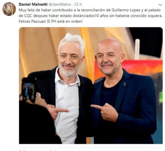 Daniel Malnatti, irónico tras la reconciliación de Andy Kusnetzoff y el Pelado López