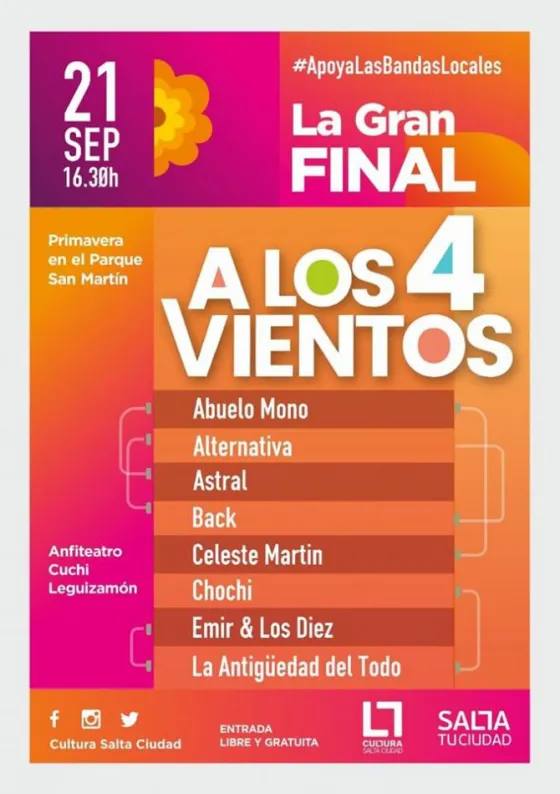 Mañana será la gran final del concurso de bandas locales “A los 4 Vientos”