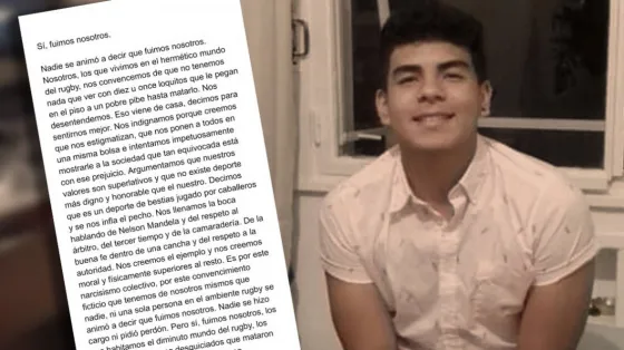“Si, fuimos nosotros”: La carta de un rugbier sobre el asesinato de Fernando