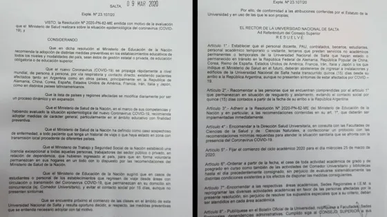 No hay clases por temor al Coronavirus en la UNSA