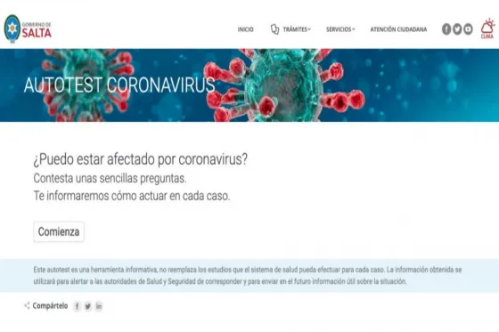 Habilitan un test on-line para informar y detectar casos potenciales de coronavirus