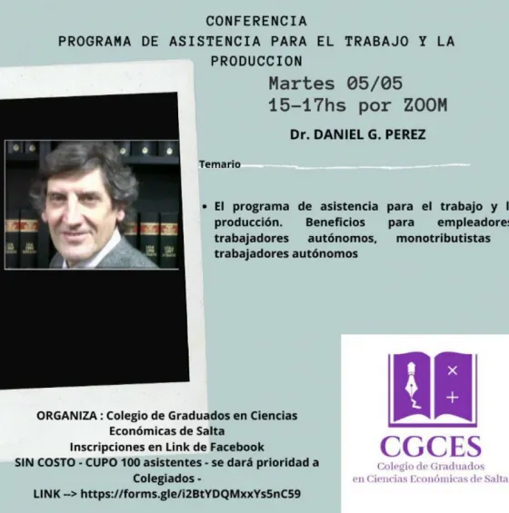 ¡Inscribite! El Colegio de Graduados en Ciencias Económicas de Salta propone conferencias virtuales