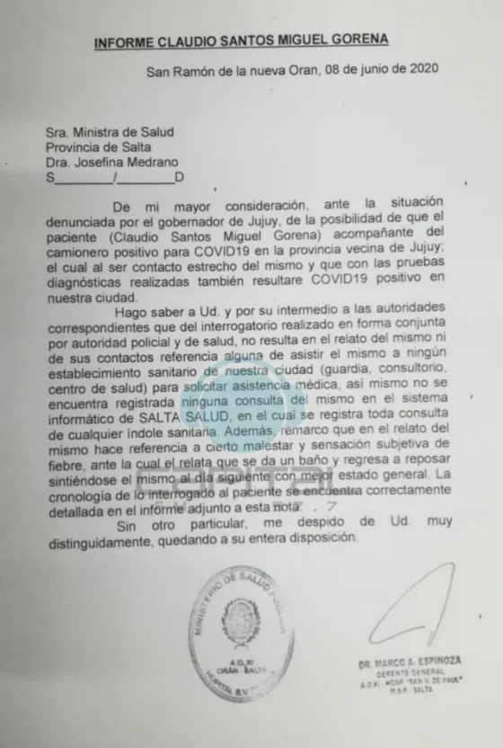 Desde el hospital de Orán desmienten a Gerardo Morales