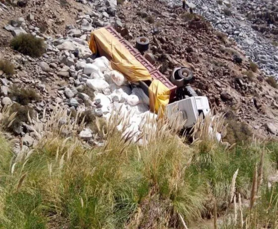 ¡Se salvó de milagro! Un camión cayó por un barranco