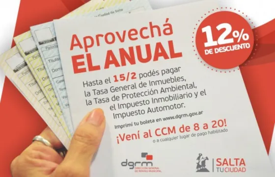 Desde hoy se puede imprimir la boleta para pagar impuestos municipales con 12% descuento