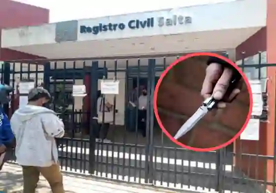 Tensión en el Registro Civil: un hombre se autolesionó con un cuchillo