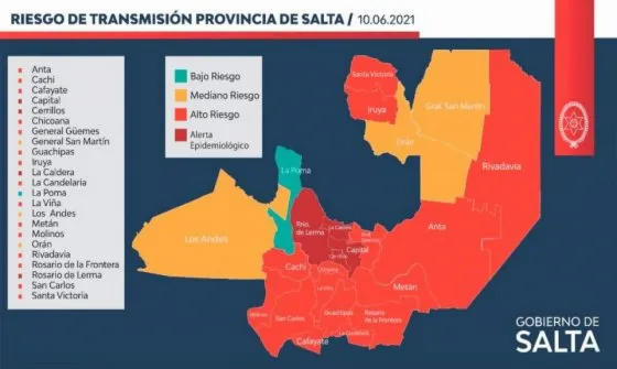 En Salta ya son 15 los departamentos con alto riesgo sanitario