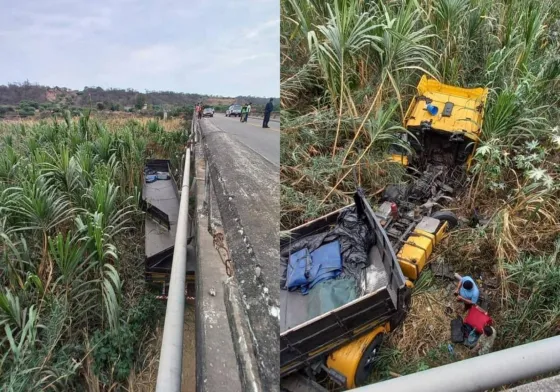 Un camión desbarrancó por un puente en Embarcación