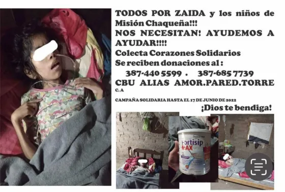 Zaida necesita ayuda: Tiene 12 años, parálisis cerebral y su madre falleció de cáncer