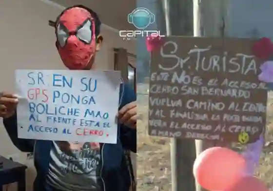 Vecina hizo carteles de guía para los turistas que "se pierden" intentando llegar al San Bernardo