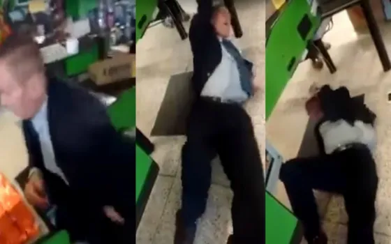 Lo descubren robando chocolates y finge convulsiones. Video