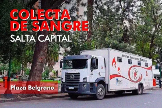 El miércoles se colectará sangre en la plaza Belgrano