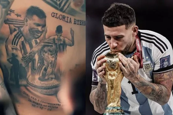 El impactante tatuaje de Nico Otamendi con Leo Messi como protagonista