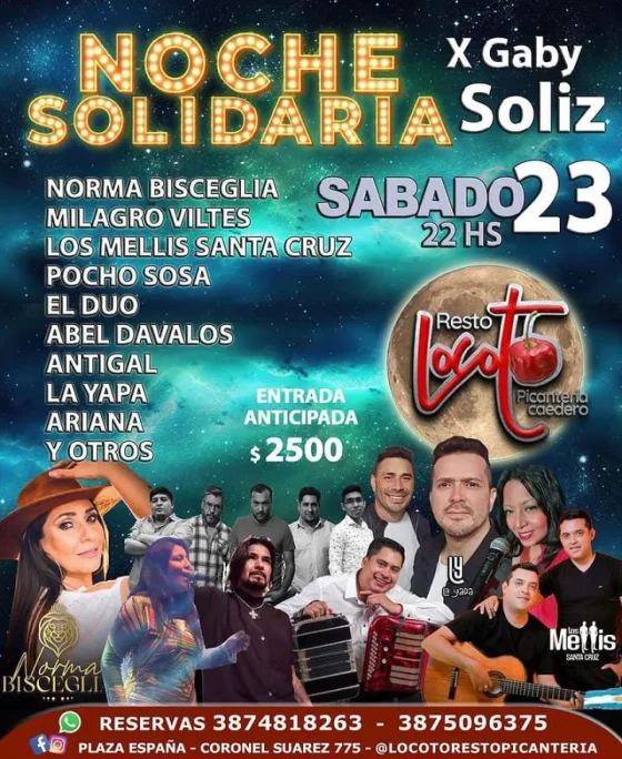 Realizarán una noche solidaria este sábado
