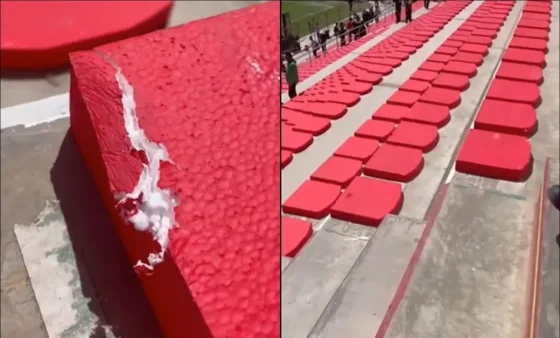 Las extrañas butacas descartables que colocó Bolivia en su nuevo estadio