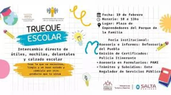 El miércoles se realizará una Feria de trueque de útiles escolares