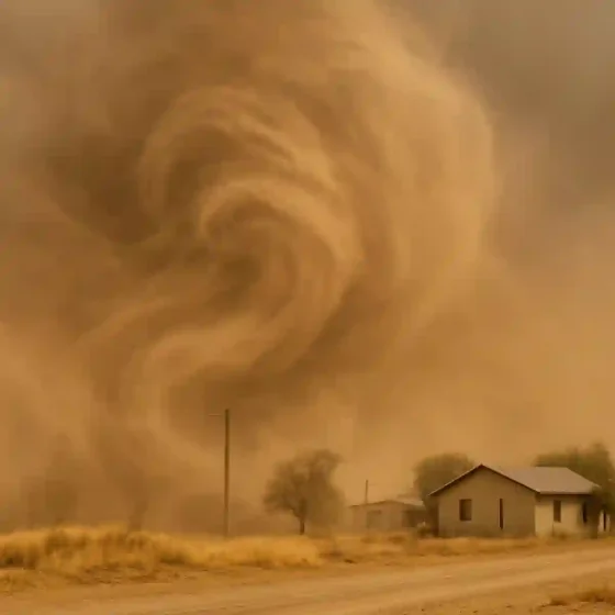 Imagen ilustrativa del viento Zonda: fuertes ráfagas y polvo en suspensión