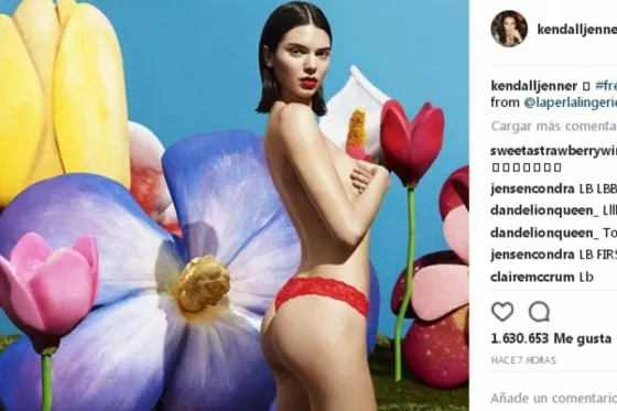 Kendall Jenner se desnudó en Instagram