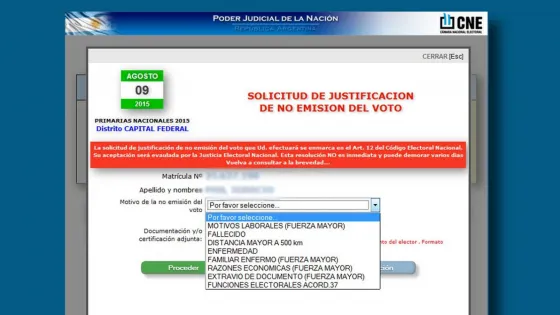 Hasta el momento 800 personas se justificaron por no votar