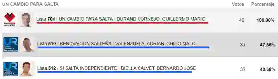 Resultados provisorios: Al frente Durand Cornejo en la categoria senador