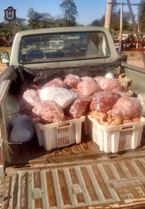Trasladaban 213 kilos de carne en la caja de una camioneta