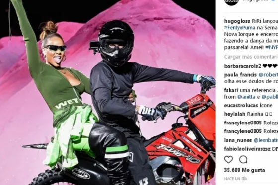 Rihanna entra en moto a la semana de la moda