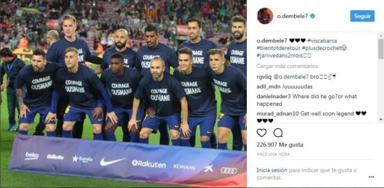 Dembélé dijo que volverá a jugar en dos meses