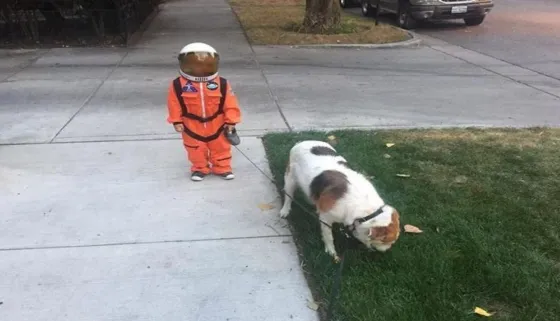 Divertidísimo: Guerra de memes con un niño vestido de astronauta y su perrito